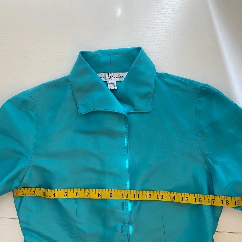 Marisa Baratelli 100% Thai Silk 3/4 Sleeve Button Down Jacket Blouse Size 8 - Picture 11 of 15